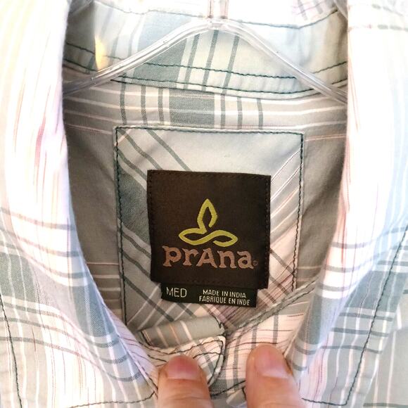 Prana Tamrack Shirt Size M Short Sleeve Button Front Organic Cotton Beachy - Picture 5 of 10